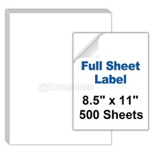 500 Full Sheet 8.5"x11" Shipping Labels Self Adhesive for Laser Inkjet Printers