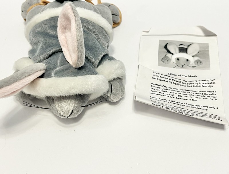 Nibaw Great Northern Bean Bunny 2005 Plush Rabbit Snowshoes Altrusa Saginaw MI