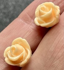 Vintage Orange Rose Flower Plastic Retro Stud Earrings