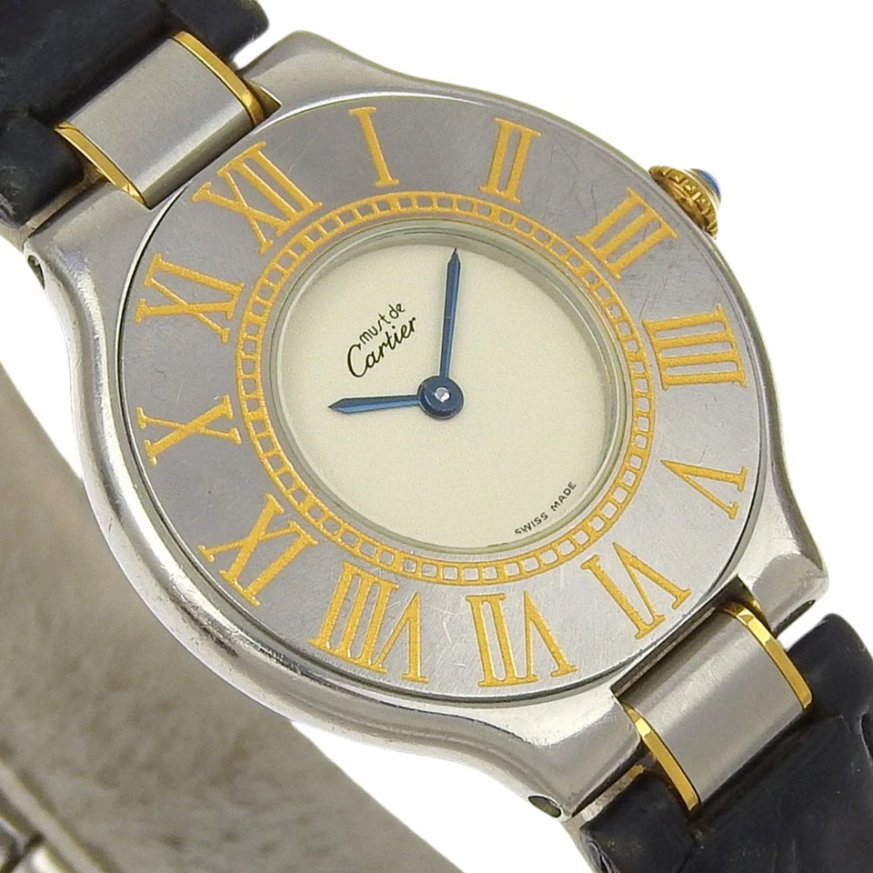 CARTIER Must21 Watches whiteDial Stainless Steel/leather Quartz Analog dis... - Image 3 of 4