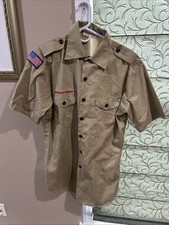 Boy Scout BSA UNIFORM SHIRT Mens Medium Short Sleeve Tan J97