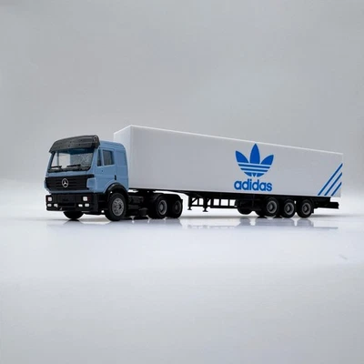HERPA ADIDAS Semitrailer (White) + Mercedes SK scale 1/87 (H0)