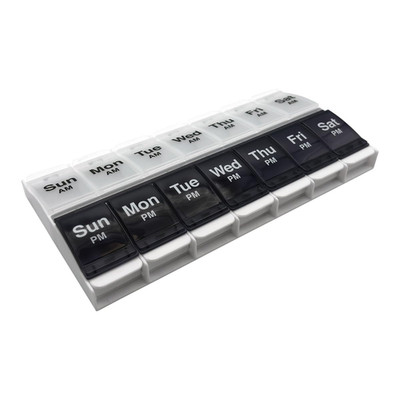 Push Button (7-Day) Pill Case, Medicine Planner, Vitamin Organizer, 2 Times a Da