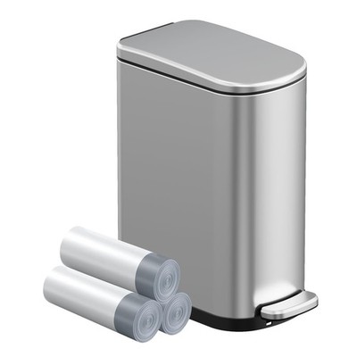 2.6 Gal Bathroom Trash Can with Soft Close Stay Open Lid, Small Rectangular 1...