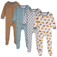 Baby Boys' 4-Pack Footed Pajamas, Treats, 3-6M