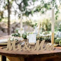 Mr Mrs Dekoration Klassische Deko Hochzeit Tisch Wiederverwendbar Naturholzfarbe