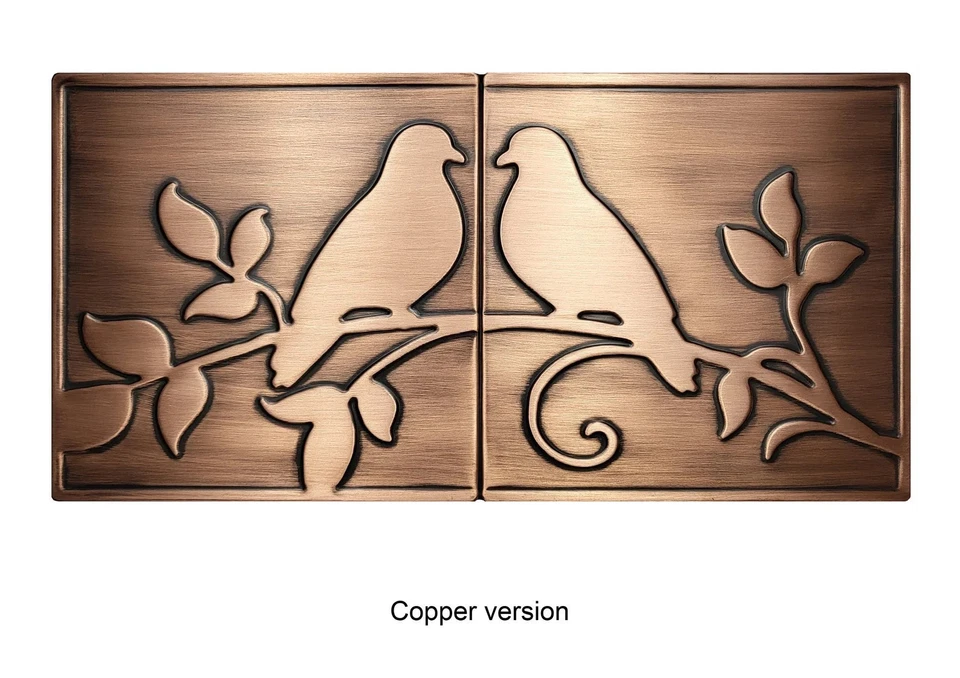 Handgefertigtes Kupfer Wandbild Duo – 2 Fliesen Metallwanddeko Liebe - Bild 3 von 4