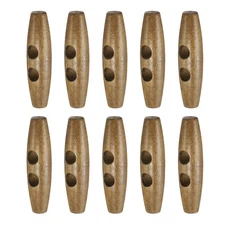10pcs Wooden Toggle Buttons 55mm 2-Hole Wood Olive Sewing Button, Light Brown