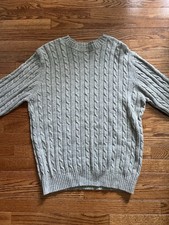 Vintage LL Bean Gray Lambs Wool Sweater XL Regular Cable-knit Fisherman