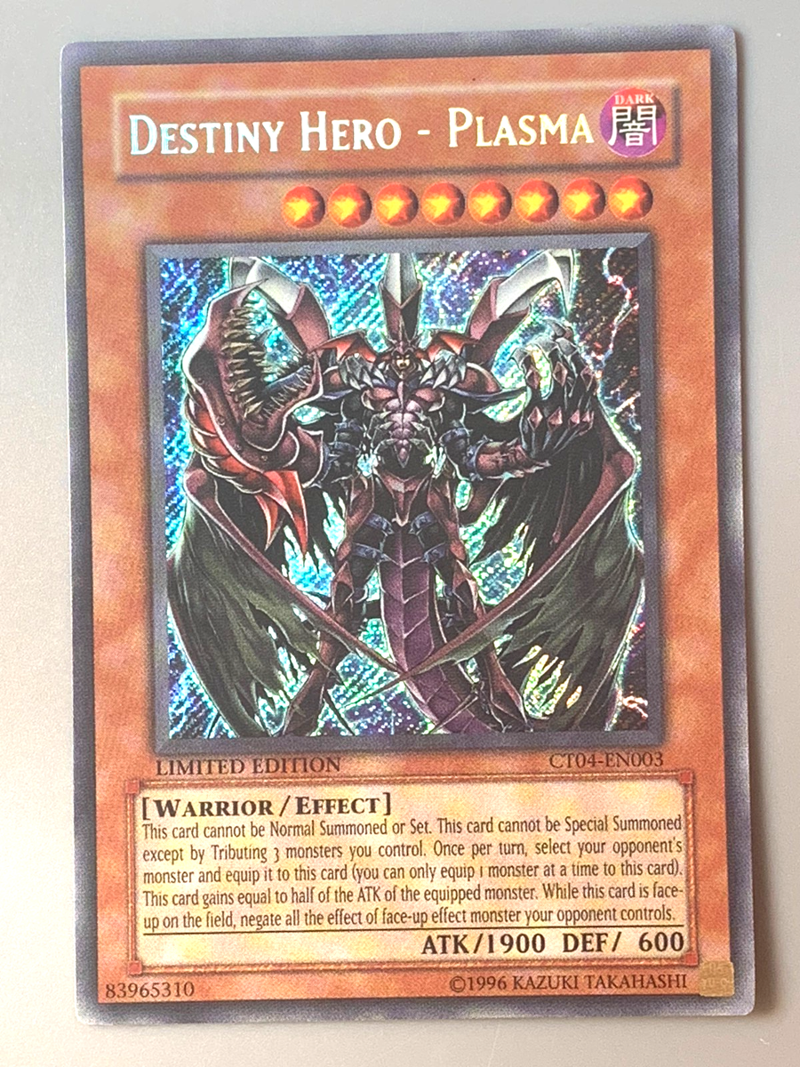 yugioh Destiny Hero Plasma CT04-EN003 Secret Rare Limited Edition Near Mint | eBay yugioh Destiny Hero Plasma CT04-EN003 Secret Rare Limited Edition Near Mint | eBay