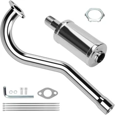 Central Long Mini Bike Exhaust Header Pipe with Muffler Kit Replacement for GMB1