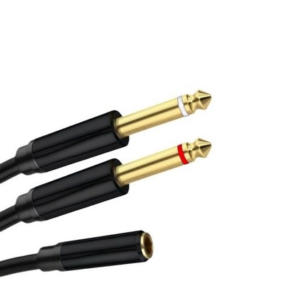 3.5mm 1/8 TRS to Double 6.5mm 1/4inch Mono Cable Splitter Stereo Cord Adapter