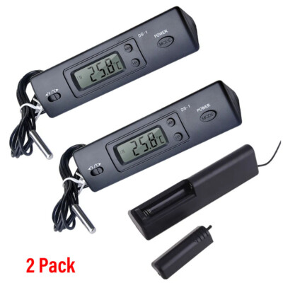 2Pack Car Auto In-Outdoor Thermometer W/Sensor For Automotive A/C LCD Display