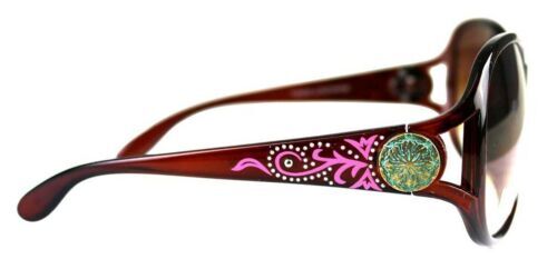 Montana West Sunglasses in Coffee w/Silver Swirl Flower Concho Accents Montana West Western Bling Coffee Sunglasses Floral  main image 4