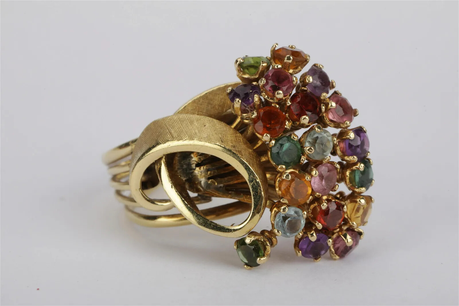 18k Solid Gold Ring With Multi Gemstones   Size 6… - image 8