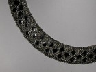 Vtg Cleopatra Necklace 9 oz Silver Tone Black Enamel Collar 13/16" Wide Egyptian — photo 3