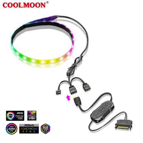 CM-LS40 5V ARGB 4pin PC Case Light Bar SATA 3PIN Lamps+Controller - Afbeelding 7 van 12