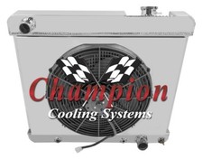 1961-1964 Pontiac Catalina Aluminum 3 Row Kr Champion Radiator Fan Shroud Combo