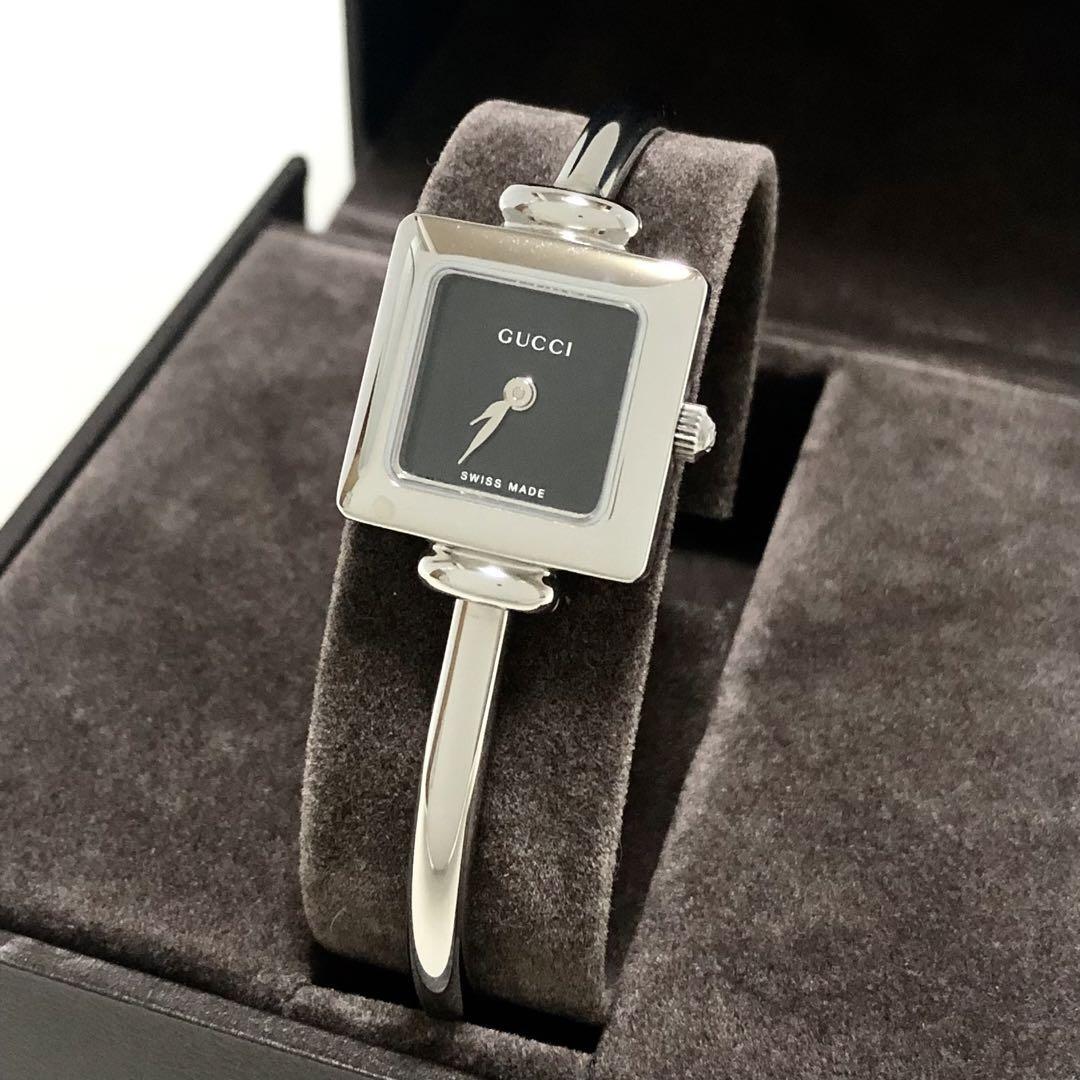 Gucci 1900L Watch Ladies Black Quartz Square Swiss Made Dial 19mm