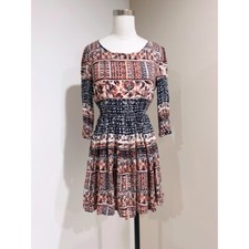Forever 21 Brown Printed Casual Boho Mini Dress  Size S