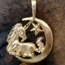 pony UNICORNIO ENCANTO 14K chapado en oro luna y estrella bailarina pulsera collar colgante