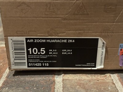 New 10.5 Nike Air Zoom Huarache 2K4 White Silver Pro Purple Kobe