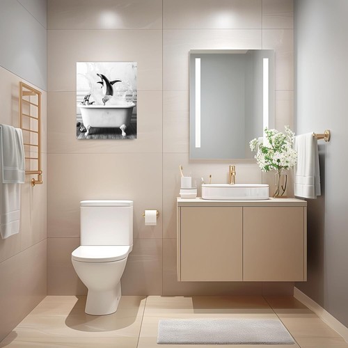 16x20 Whale Bathtub Black & White Canvas Print Bathroom Decor Wall Art - Picture 2 of 3