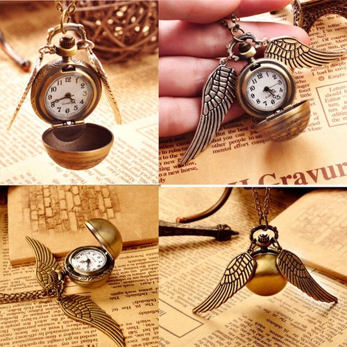 Harry Potter Golden Snitch Pendant Ball Pocket Watch Necklace Wings Cosplay Prop - Picture 4 of 7