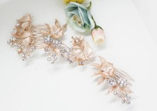 Rose tone hair comb bridal wedding crystal rhinestone hair accessories ha40.5