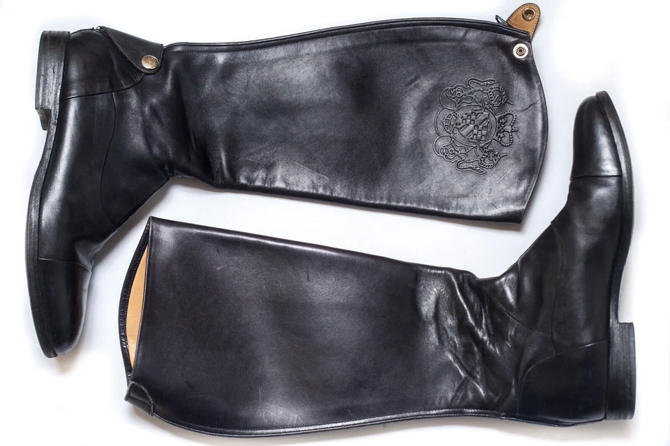 ALBERTO FASCIANI Mujer Cuero Negro Logo Botas Altas Talla 39 Foto 3 de 4