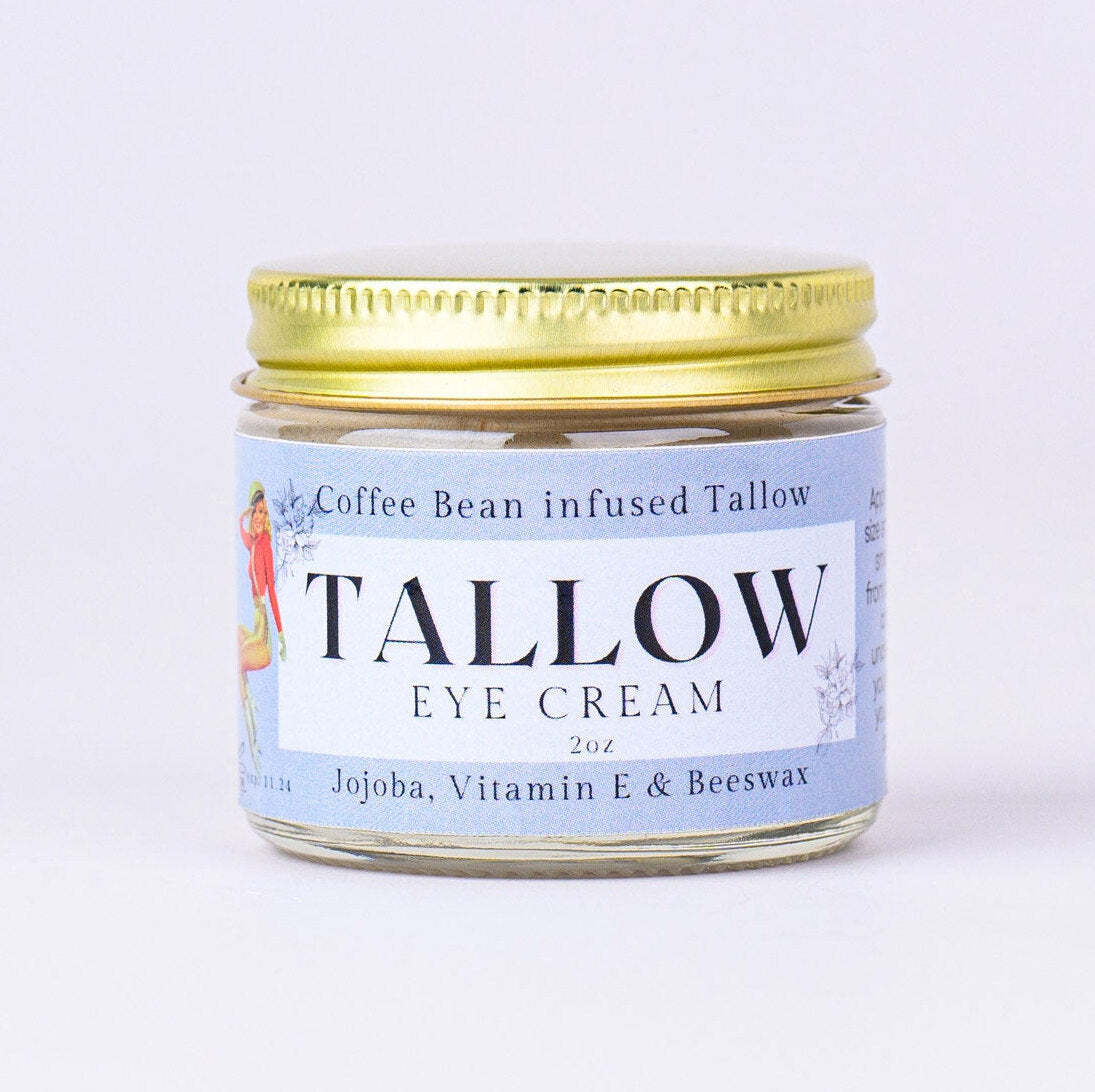 Coffee Bean infused Tallow Eye Cream, Grass Fed Beef Tallow