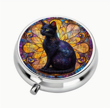 Black Cat pill box medicine Trinket NEW Free Ship 2 Inch Stocking Stuffer