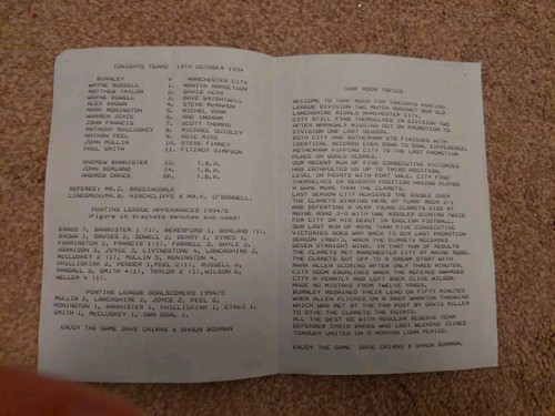 94/5 Burnley vs Manchester City (Pontins Reserve League) - Picture 3 of 3