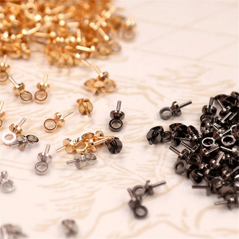 100 pcs DIY Jewelry Making Metal Eye Pins Many Size Cup Link Bails Accessories - Image 2 of 4