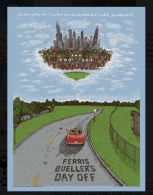 Ferris Bueller's Day Off Marq Spusta UV Opal Screen Print Poster Ltd 43/150 Rare