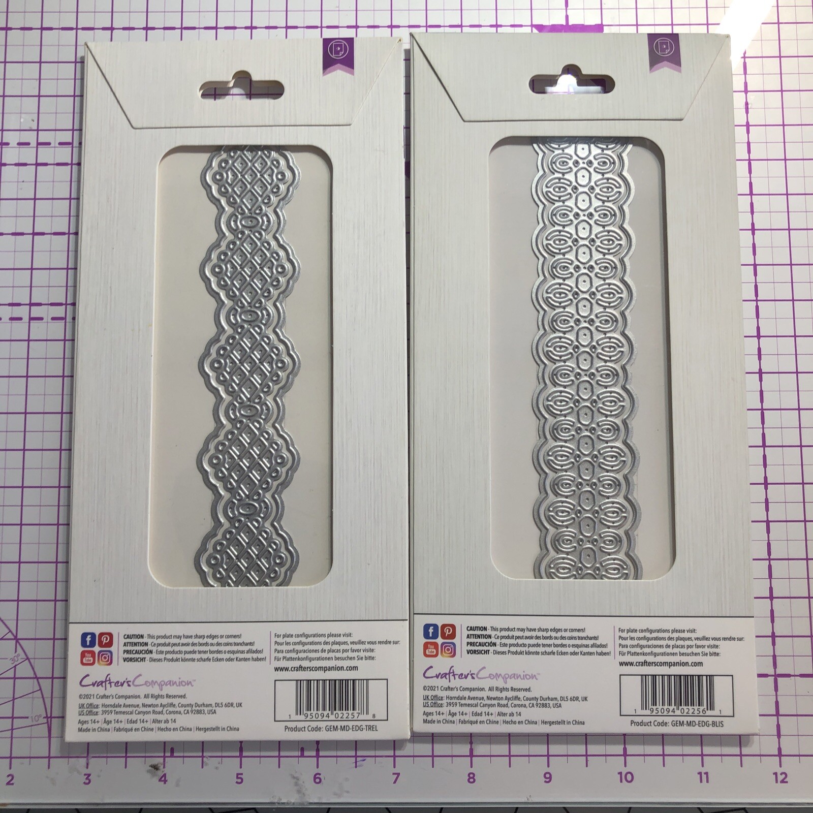 NEW Crafters Companion Gemini 3 Pc BLISSFUL & TRELLIS Ribbon Threading