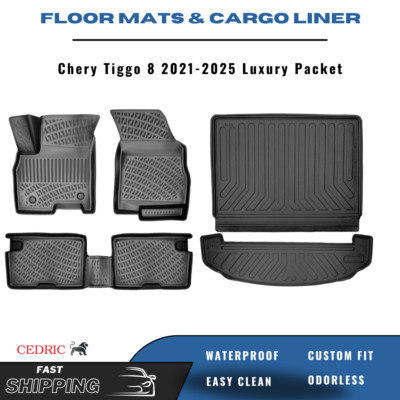 Car Floor Mats & Trunk Cargo Liner for Chery Tiggo 8 2021-2025 Luxury Packet Set