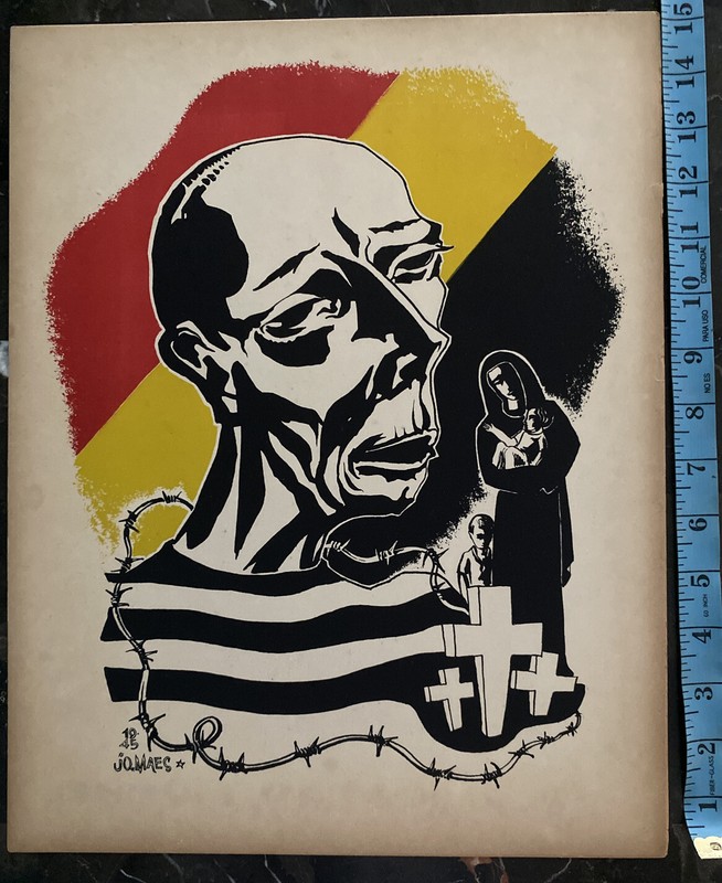 Original ww2 Poster JO Maes 1945 Concentration Camps KZ victims memorial