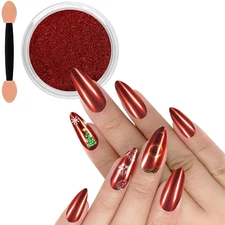 Red Chrome Nail Powder Metallic Mirror Effect Dust Glitter Glazed Manicure Decor