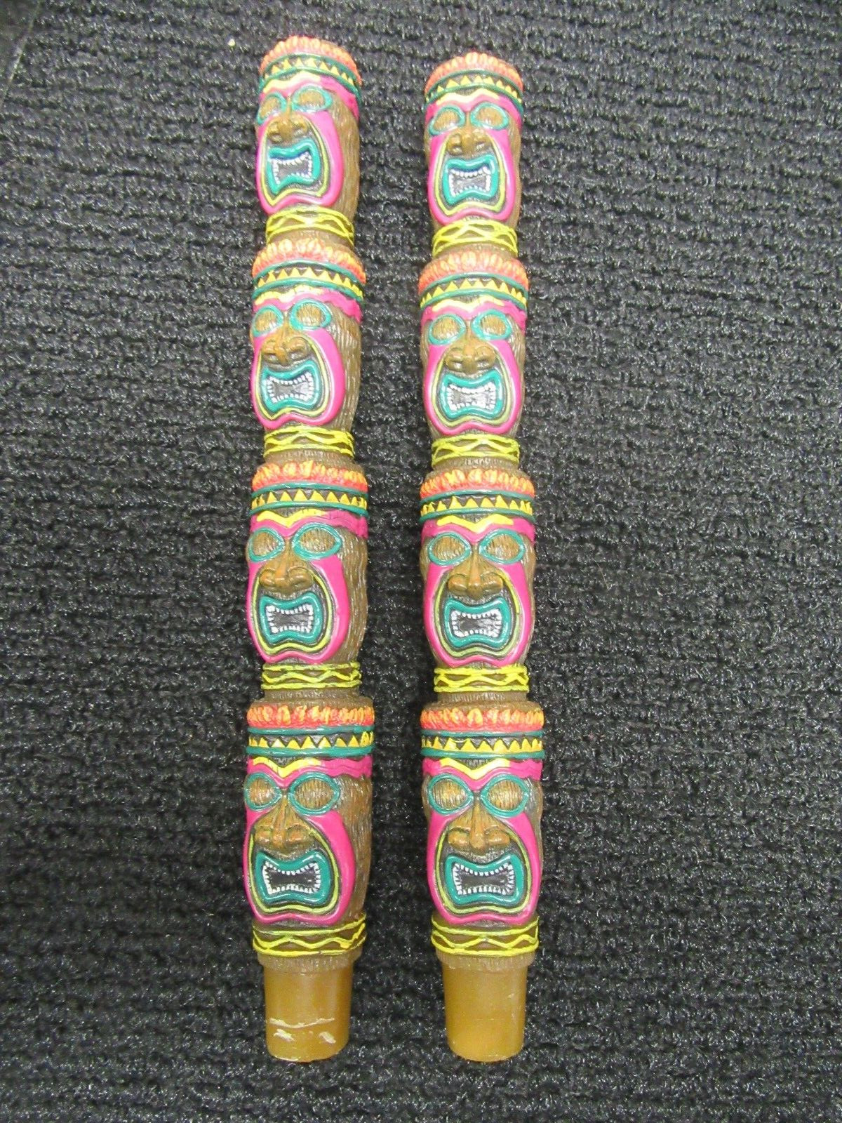 Tiki Totem 2 Pc Taper Candle Set w/Holders, Combined shipping on multi purchase!