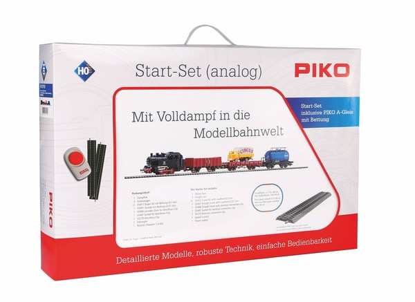 Piko H0 57113 - Start-Set Mit Bettung GüTerzug (Dampflok, 3X GüTerwagen) Neuware-image