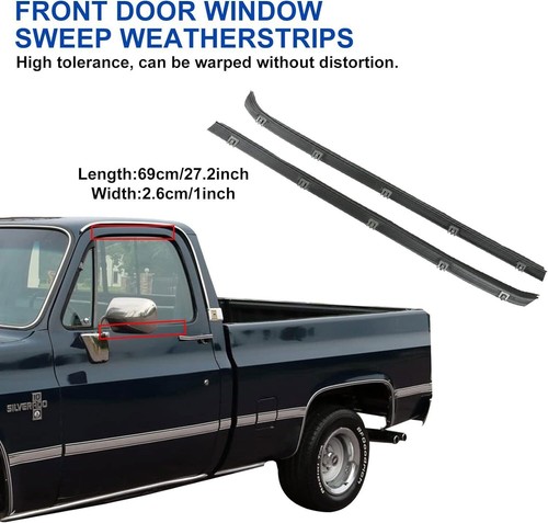 Front Door Window Run Sweep Felts Weatherstrip Seals Kit Set for Chevy GMC Truck - Picture 3 of 16