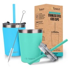 Sippy Cups For Toddlers 1-3 - Toddler Cups w/Screw Lids - Stainless Steel Kid...