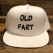 VTG Old Fart Hat Snapback Trucker Cap Men White 90s Humor Grandpa Dad Funny READ