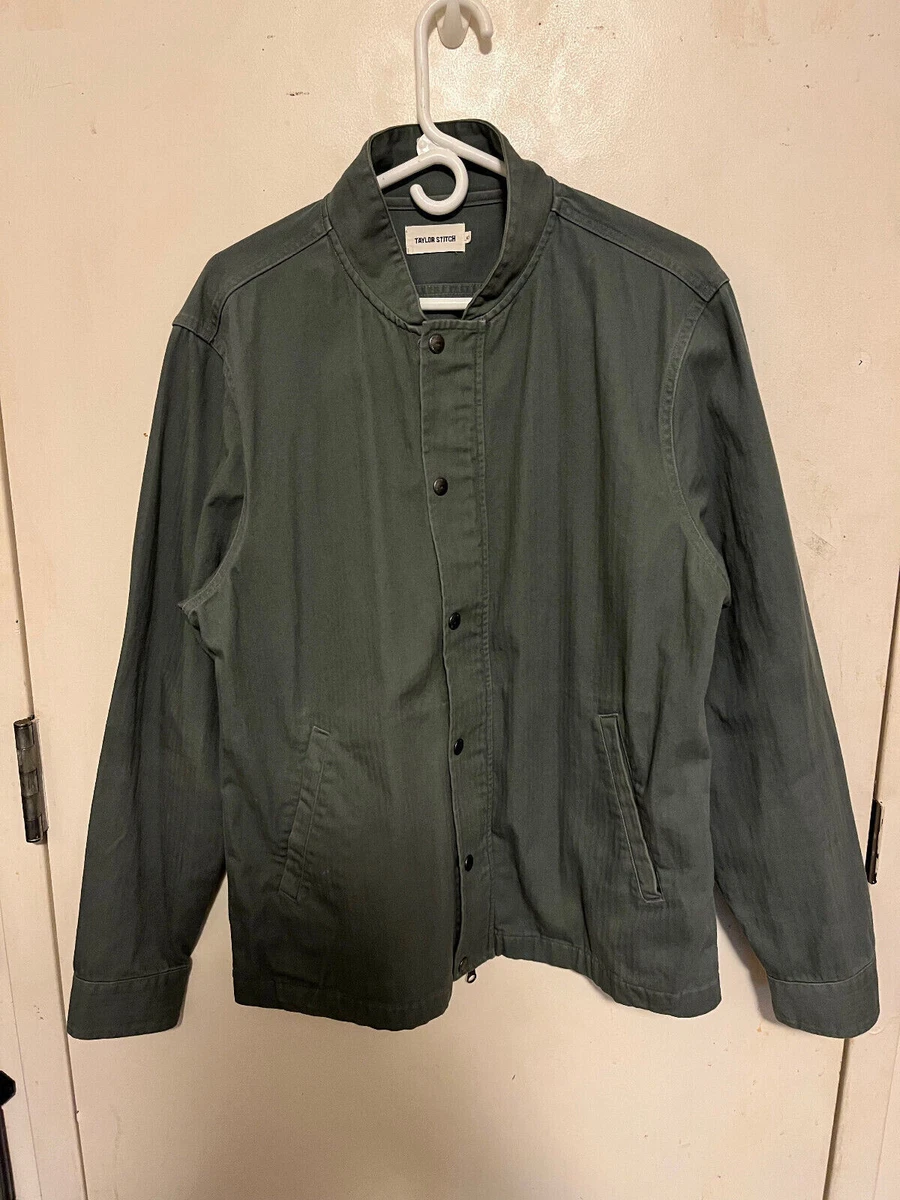 Taylor Stitch Bomber Jacket in Washed Slate Herringbone Size 42 Large
