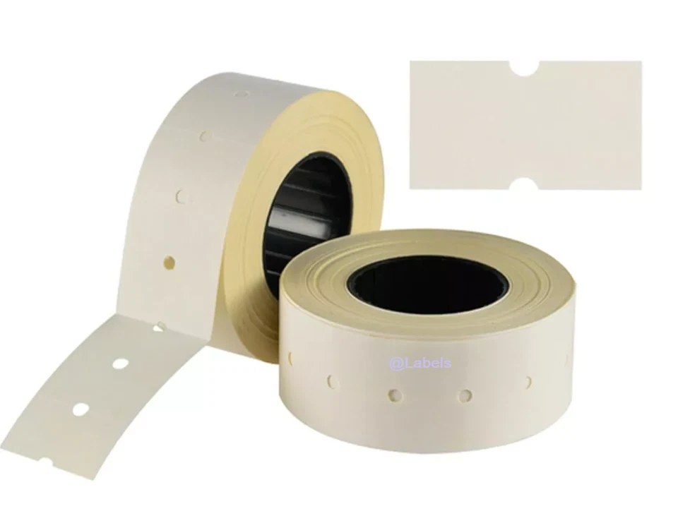LABELS AND TILL ROLLS Weiß Permanent CT1 22mm x 12mm (21x12mm) Preispistolenetiketten, 10 Rollen Stanzetikett
