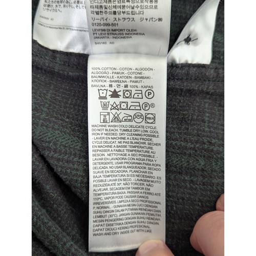 Levi's Relaxed Fit Flannel Shirt Two Pocket Green Plaid XL Tartan - Picture 5 of 10