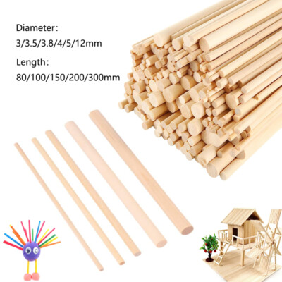 Runder Holzstab für Eis Lollies und Modellbau Kuchen Dübel Kinder DIY Bauen