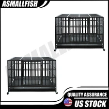 2 PCS Heavy Duty Dog Kennel Pet Iron Crate Cage 47 inch