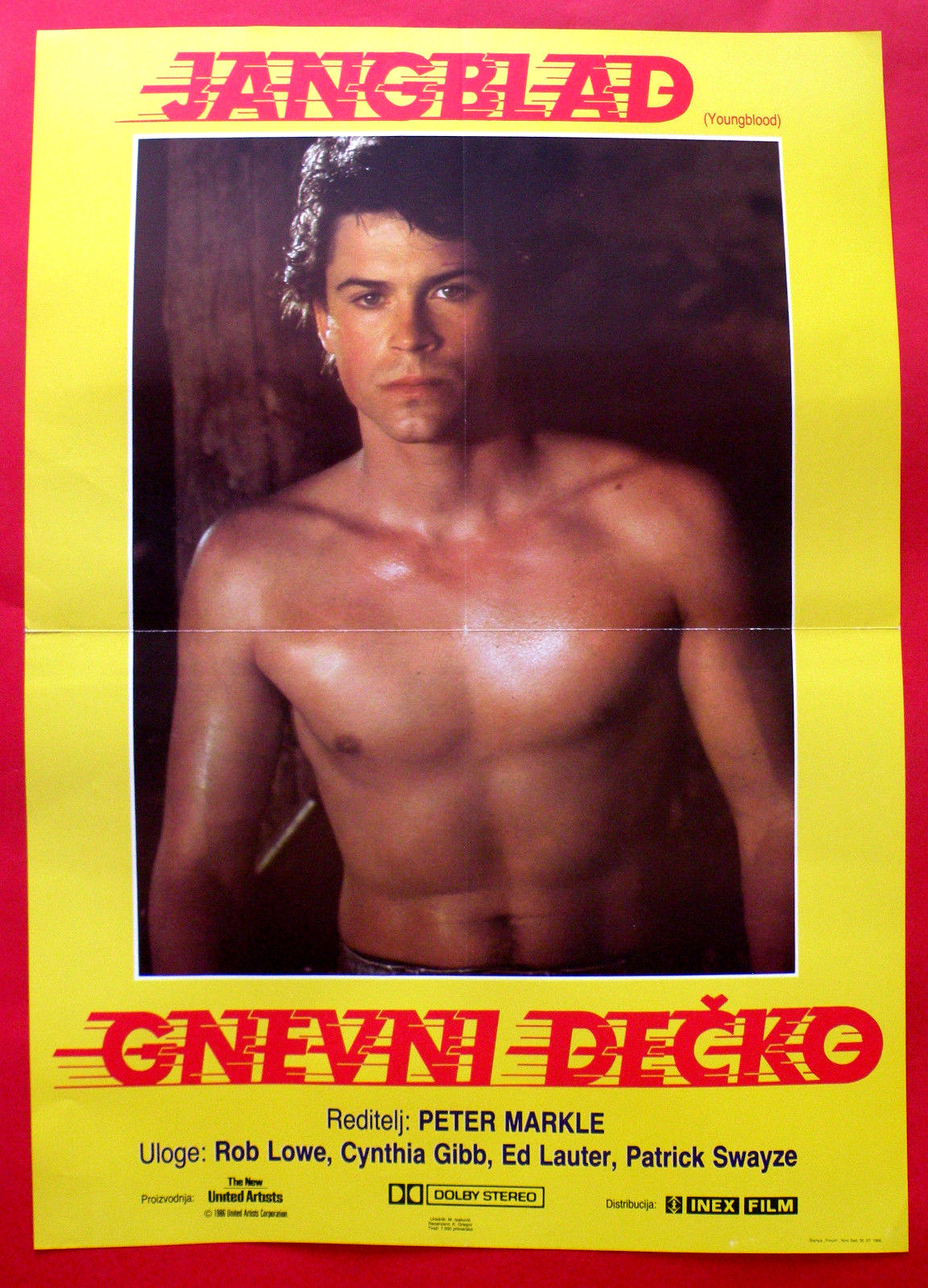 YOUNGBLOOD 1986 ROB LOWE PATRICK SWAYZE S.GIBB ICE HOCKEY RARE EXYU